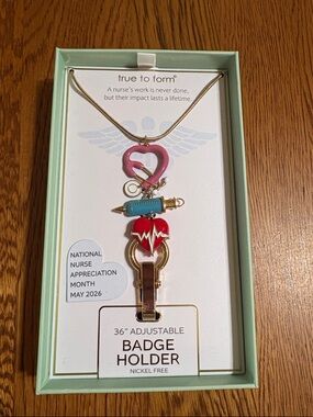 True To Form Nurse Badge Holder Necklace- 36 inch adjustable- New in box
